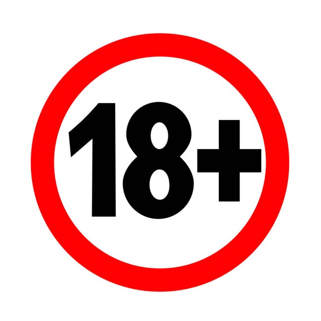 18+ age restriction symbol in red and black