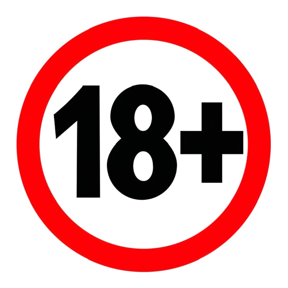 18 plus age restriction symbol with red circle