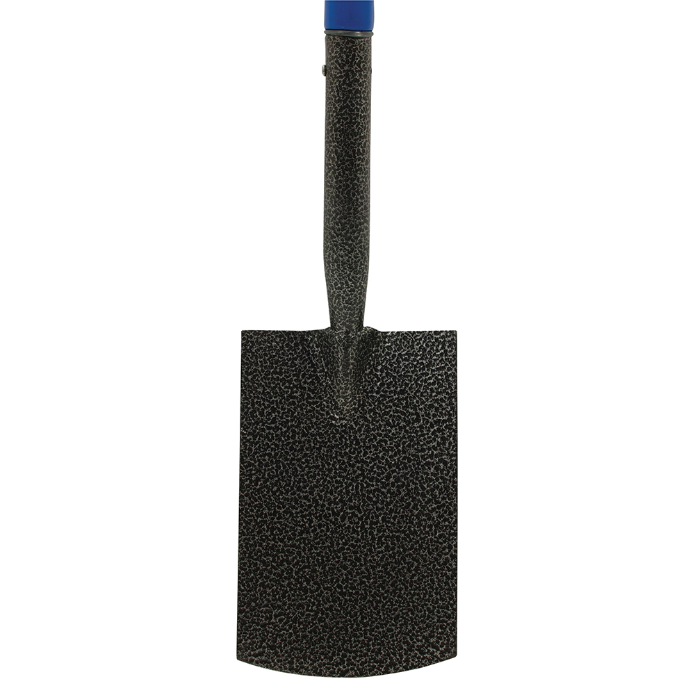 Silverline Tools digging spade with a textured metal blade and blue handle, measuring 1000mm.