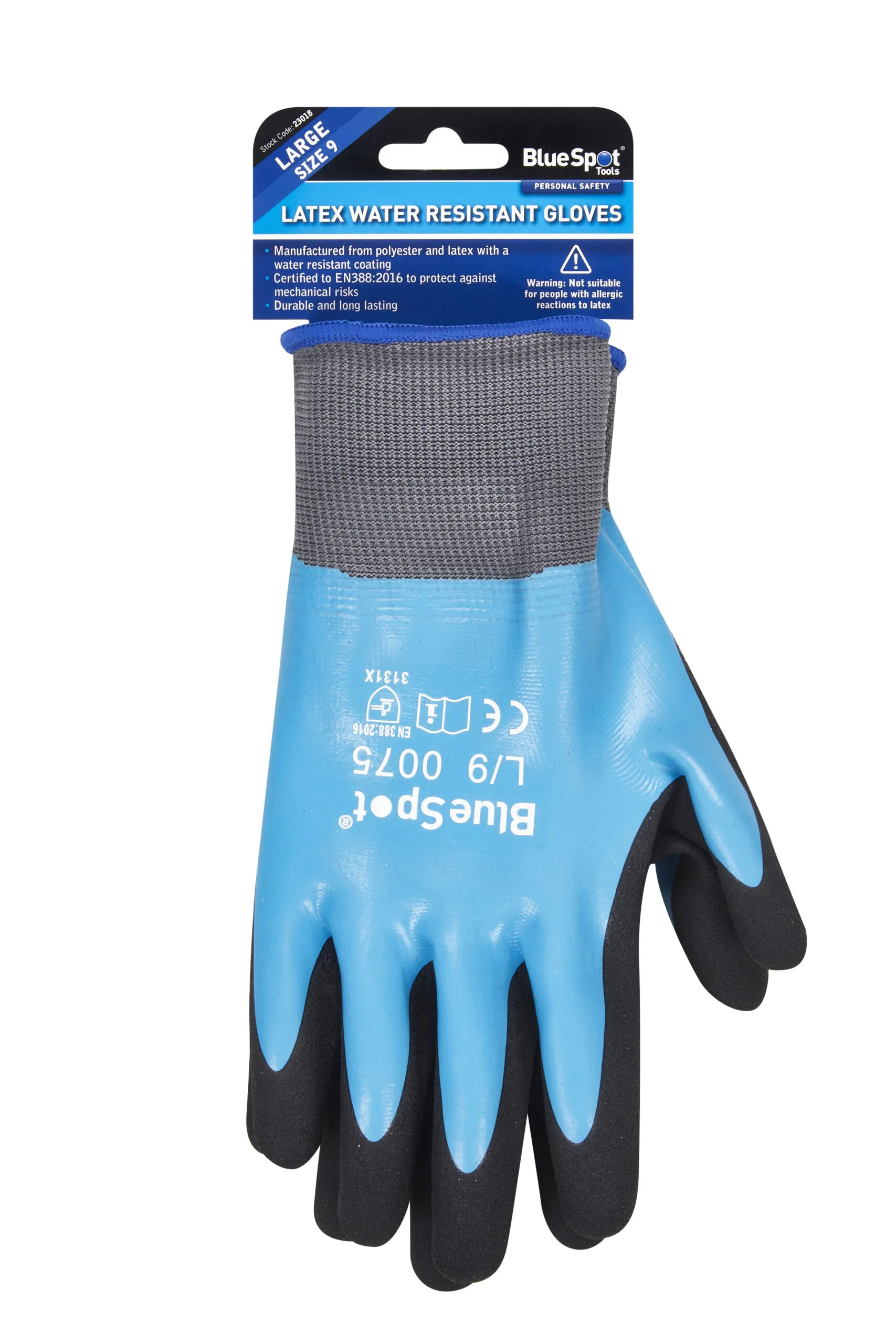 Blue Spot Tools – Latex Water Resistant Work Gloves – Large (23018) Blue Spot Tools – Latex Water Resistant Work Gloves – Large (23018)