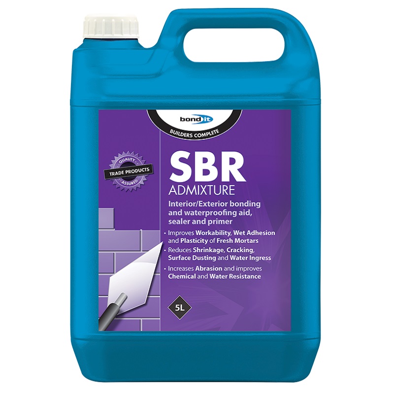 Bond It SBR Admixture Waterproof Bonding Agent 5 Litre container with product label.