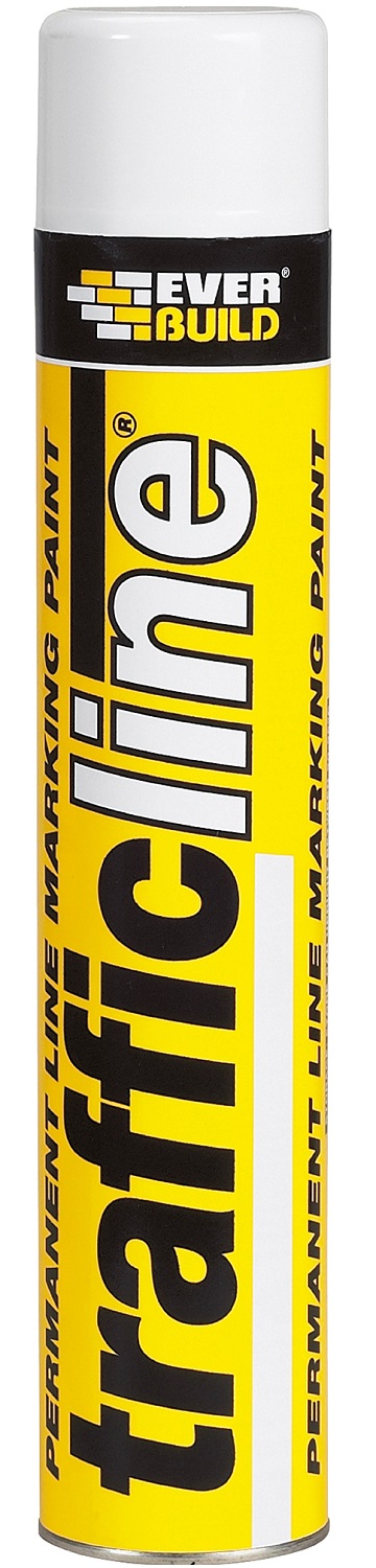 Can of Everbuild Road Marking Paint for Traffic Lines in white.