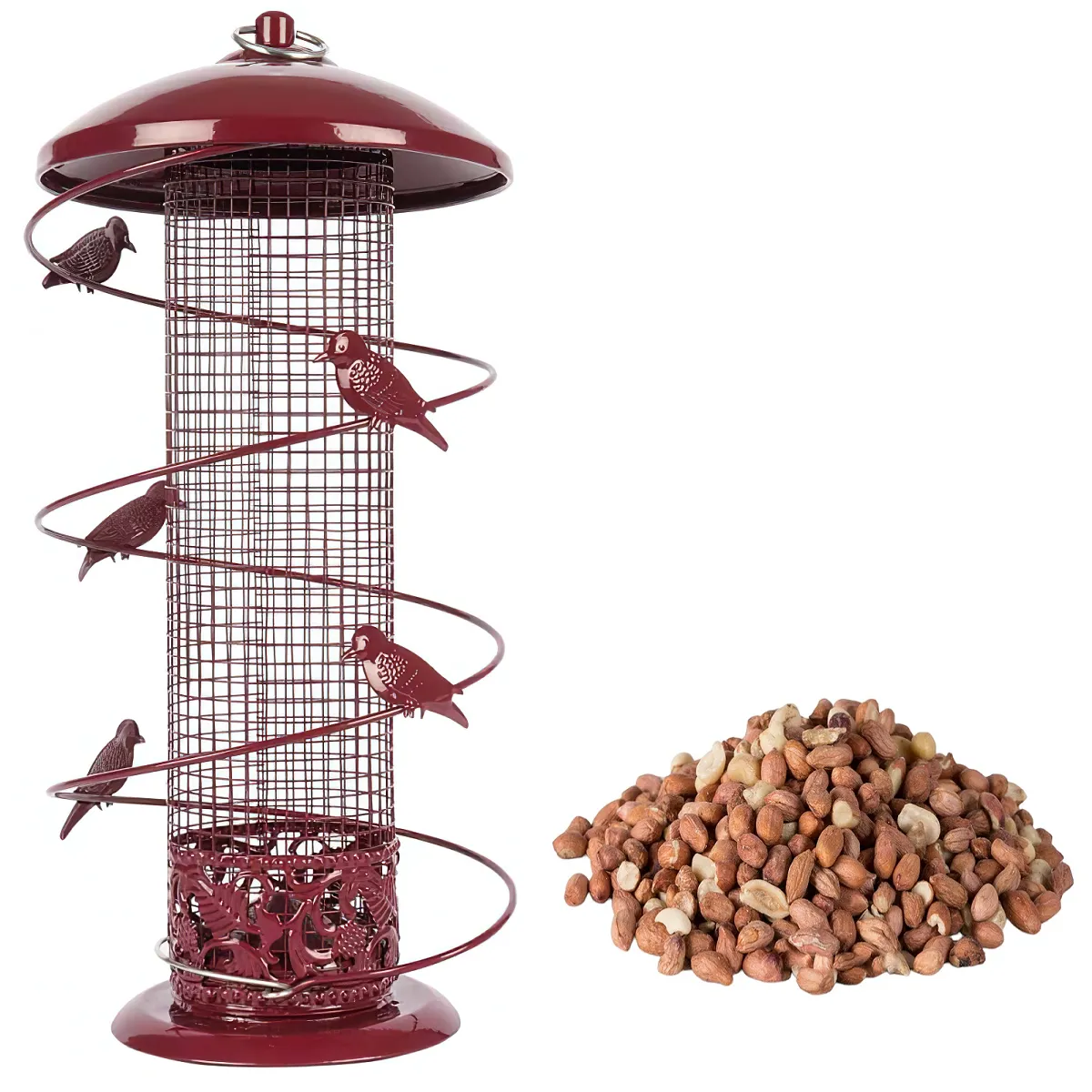 Natures Market Finch Nut Peanut Bird Food Feeder in Red Natures Market Finch Nut Peanut Bird Food Feeder in Red for Convenient Feeding (BFBN)