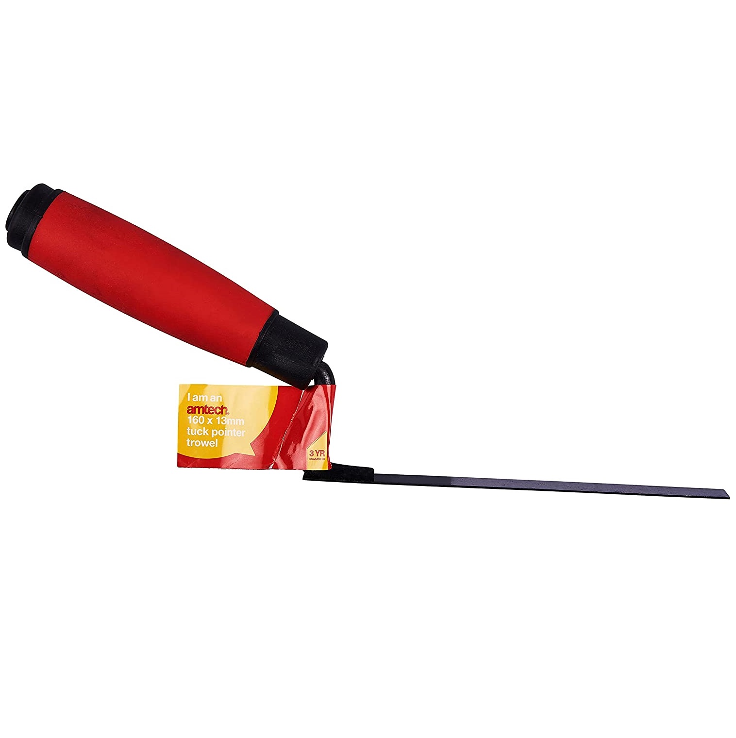 Amtech 13mm tuck pointing trowel with red handle and black blade.