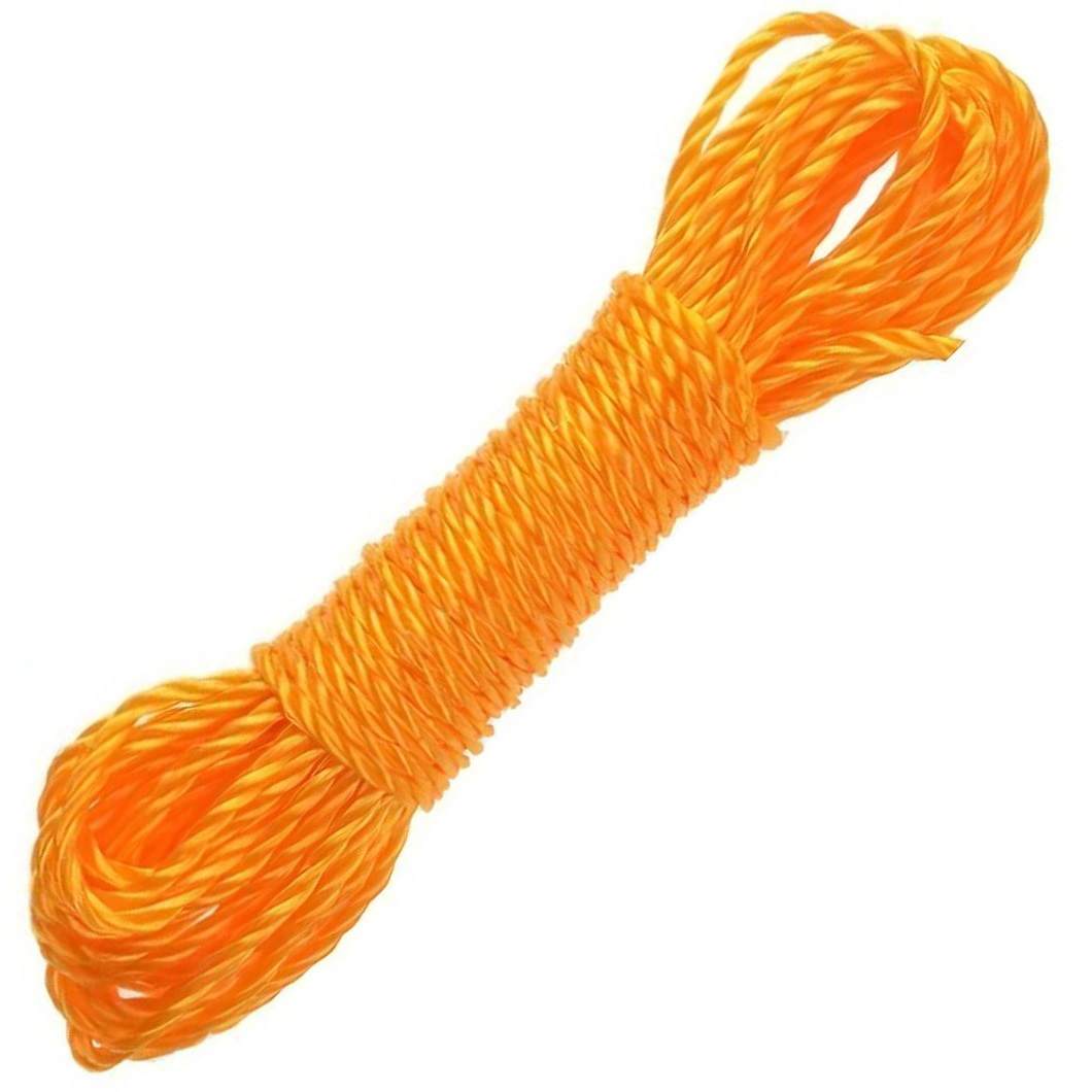 Bright orange nylon rope from Blue Spot Tools, coiled neatly for general use, camping, or site safety