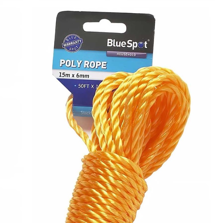 6mm orange poly rope coiled with Blue Spot Tools packaging