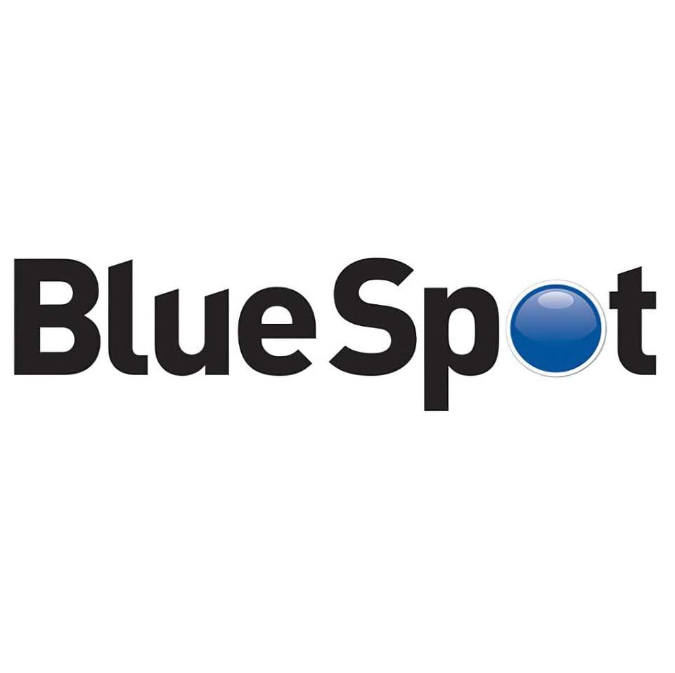 Blue Spot logo with a blue dot in the centre of the letter O.