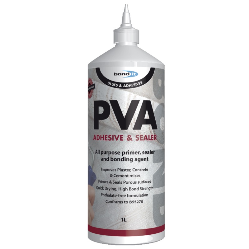 Bond It Premium PVA Bond 1 Litre bottle showing adhesive and sealer label.