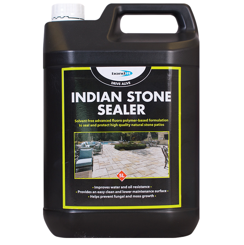 5-litre container of Bond It Indian Stone Sealer for natural stone protection.
