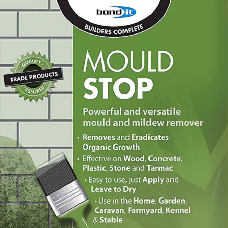 Bond It Mould Stop Moss and Mildew Remover 25L with product features and usage instructions.