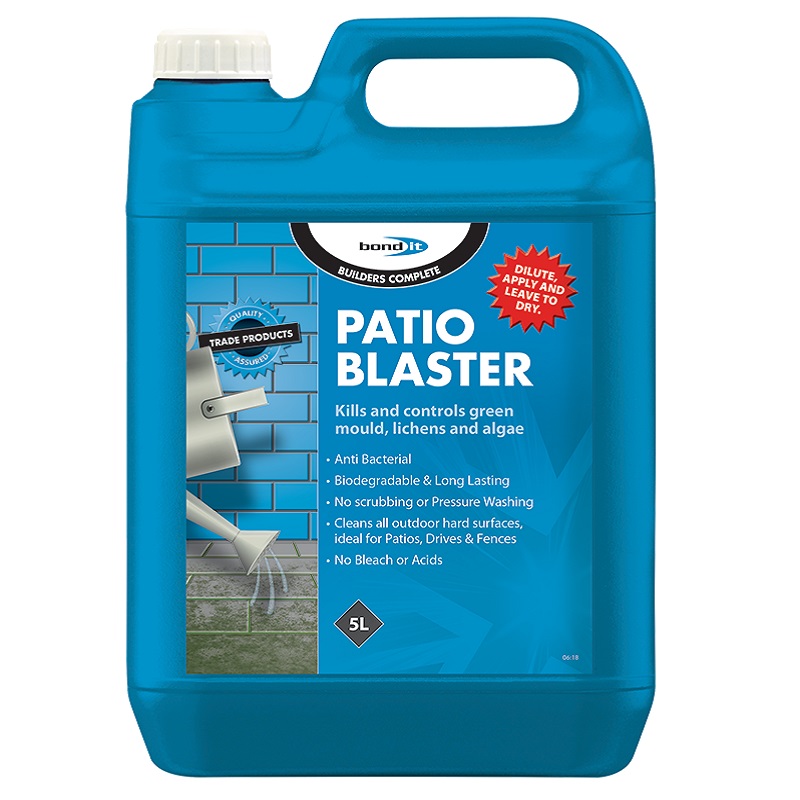 Bond It Patio Blaster 5L container for killing green mould, lichens and algae.