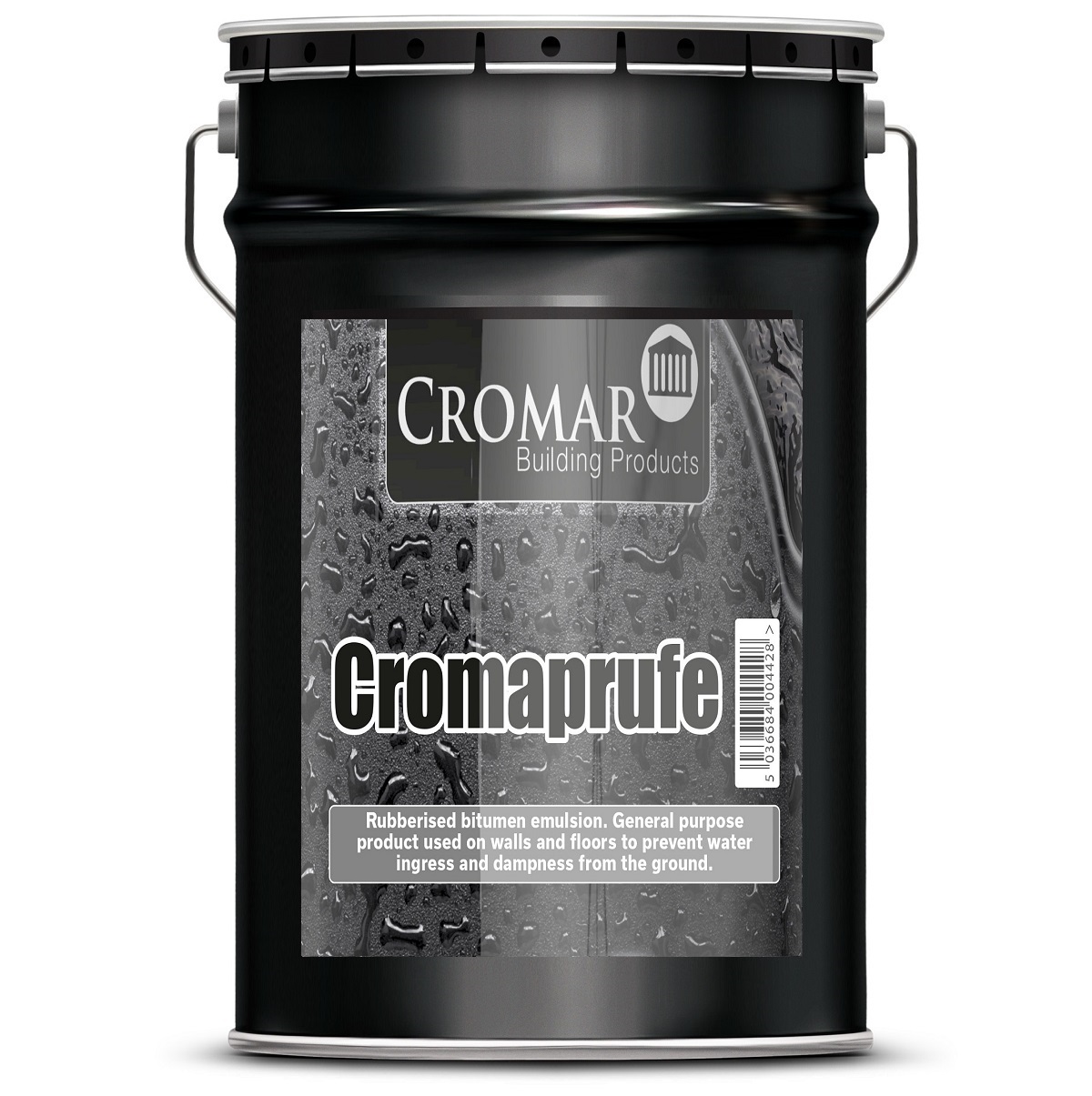 a 22.5L container of Cromar Cromaprufe DPM Damp Proof Liquid Membrane with product label.