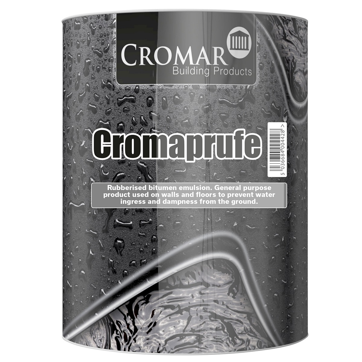 Cromar Cromaprufe DPM Damp Proof Liquid Membrane 5L tin with label showing product details.