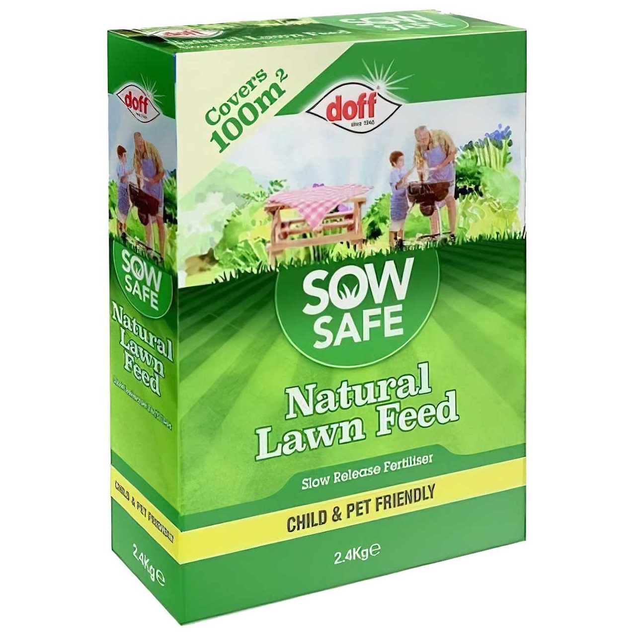 Box of Doff Sow Safe Natural Lawn Feed, child and pet friendly, 2.4Kg.