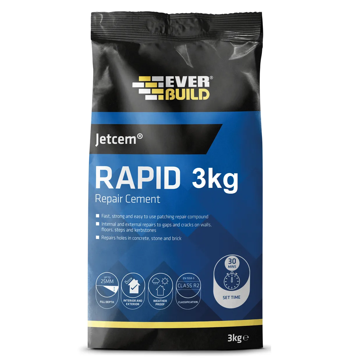 Everbuild JetCem Rapid Setting Cement 3Kg for Fast Repairs Everbuild JetCem Rapid Setting Cement 3kg 620460 (JETCEM3)