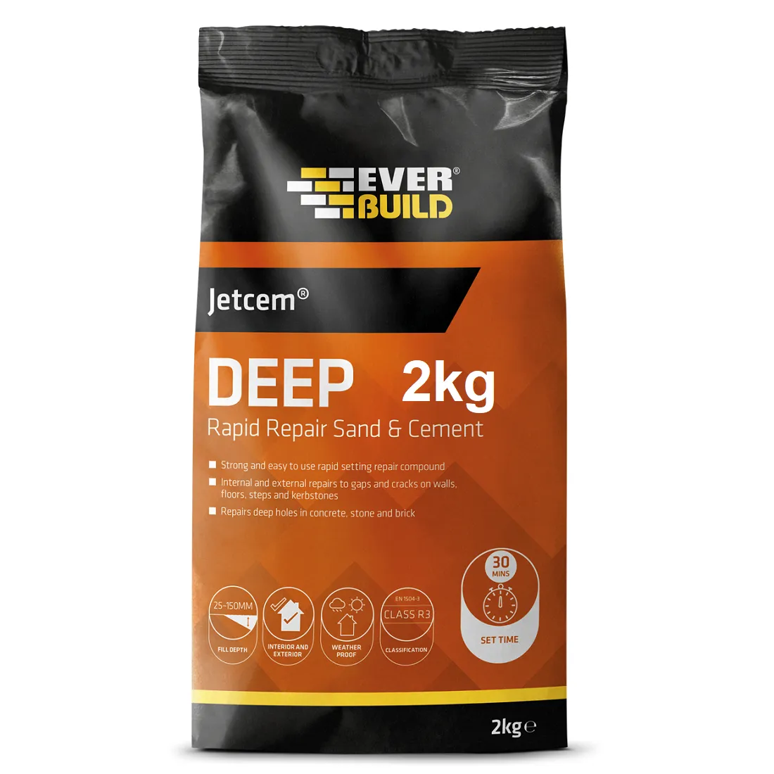 Everbuild Jetcem Deep 2kg Rapid Repair Sand & Cement Everbuild Jetcem Deep 2kg Rapid Repair Sand & Cement – Int Ext Repairs 620326 (JETMIX2)