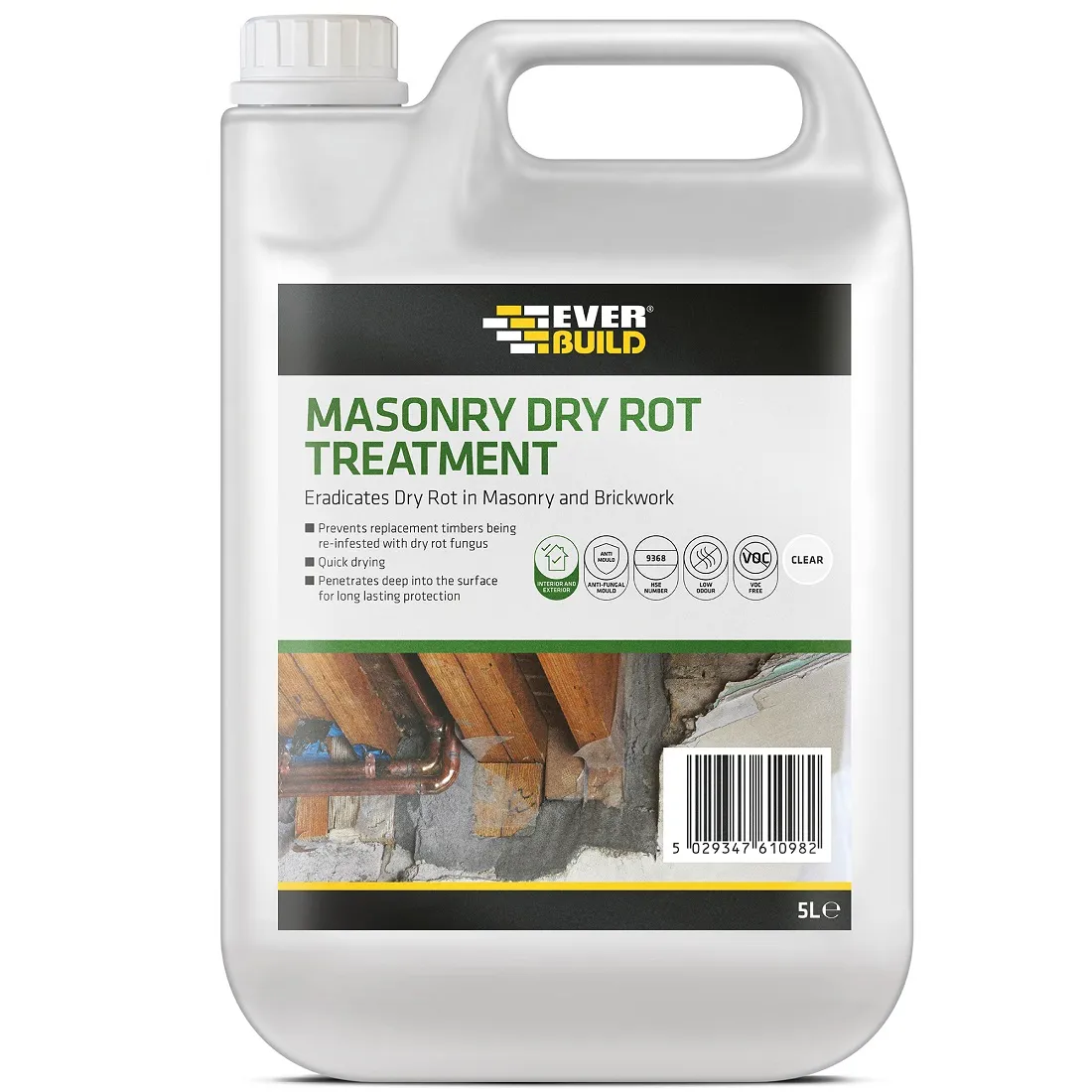 Everbuild Lumberjack Masonry Dry Rot Treatment 5L for Repair (LJROT05) Everbuild Lumberjack Masonry Dry Rot Treatment 5 Litre 483768 (LJROT05)