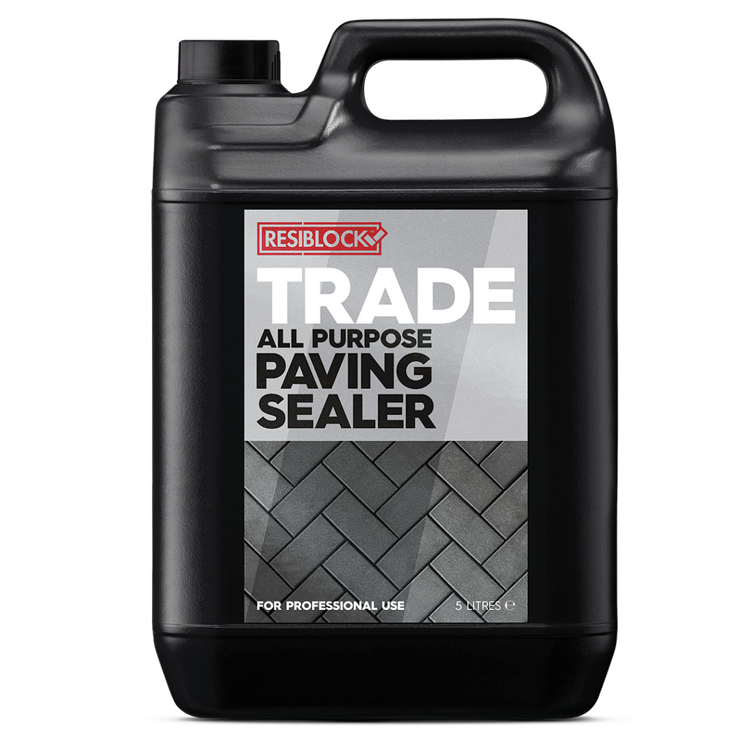 Black container of Resiblock Trade All Purpose Paving and Block Paving Sealer 25L with label