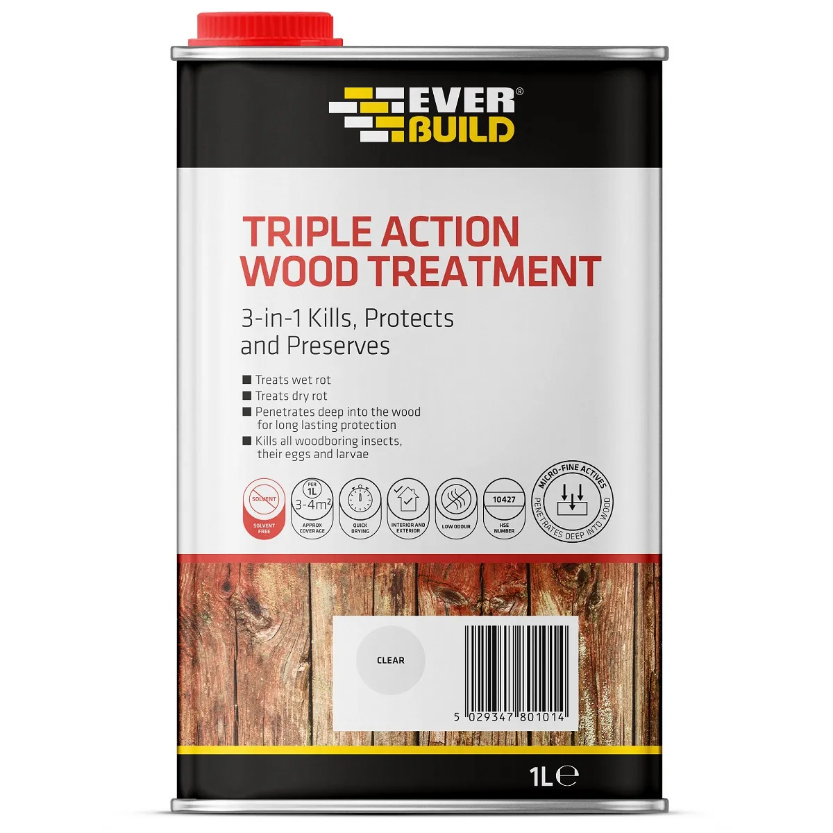 Everbuild Triple Action Wood Treatment – Kills Woodboring Insects 1L (LJUN01) Everbuild Triple Action Wood Treatment – Kills Woodboring Insects 1L (483183)