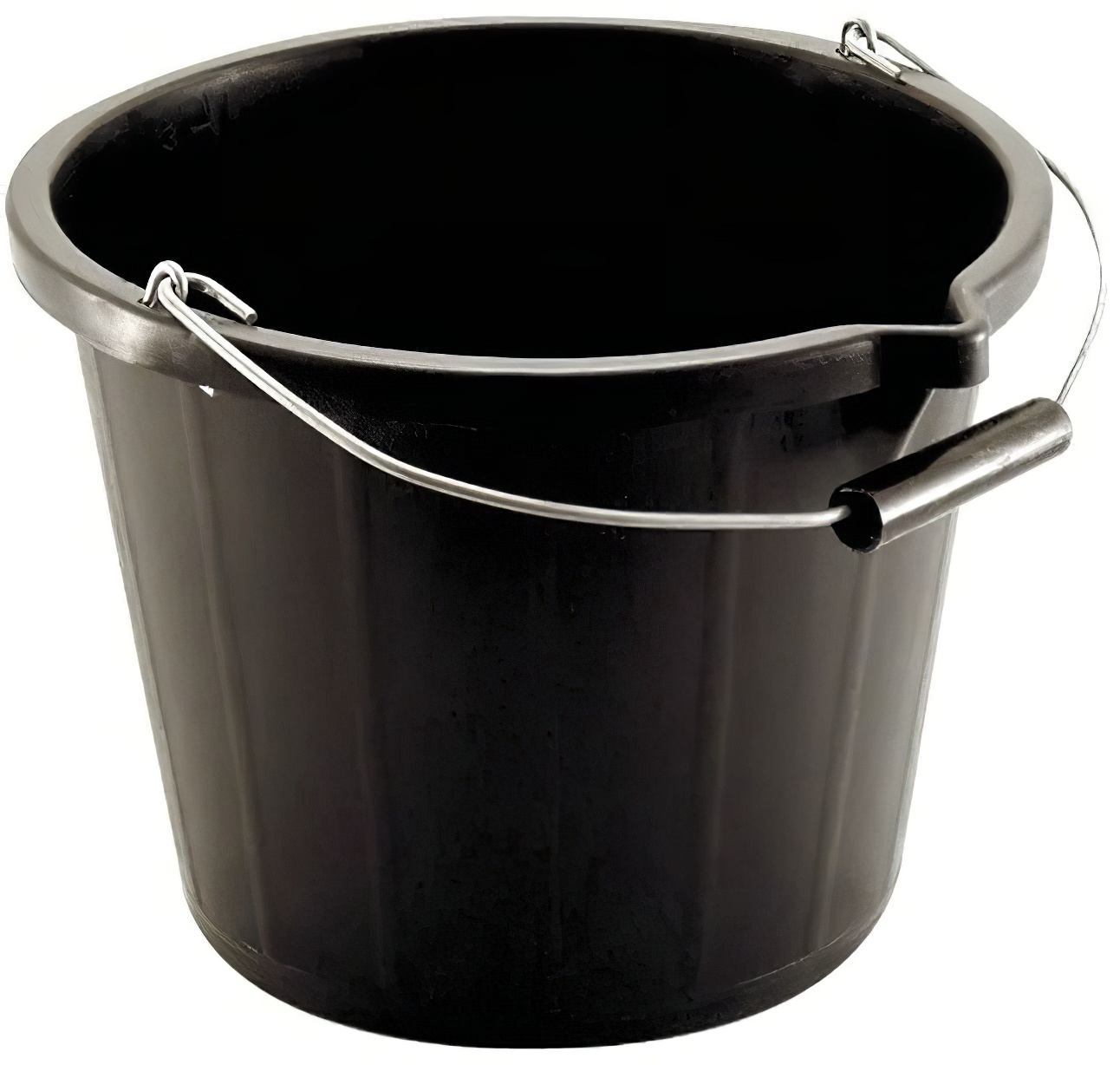 Faithfull Black 14L construction bucket with a metal handle.