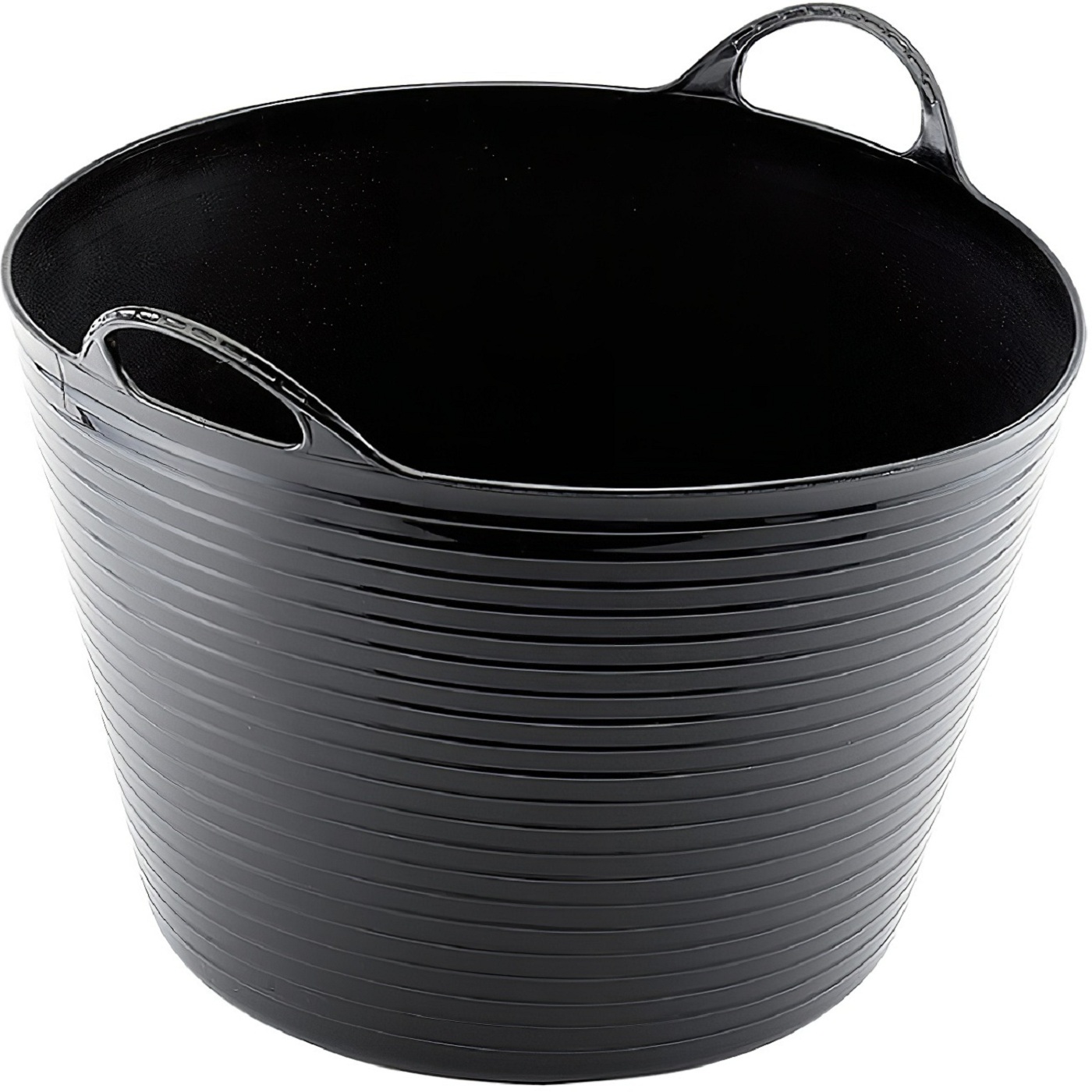 Black Large 42 Litre Faithfull high-capacity garden bucket with two handles.