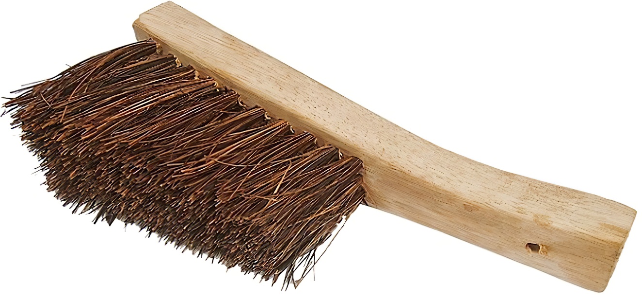 Wooden-handled churn brush with stiff bristles for cleaning