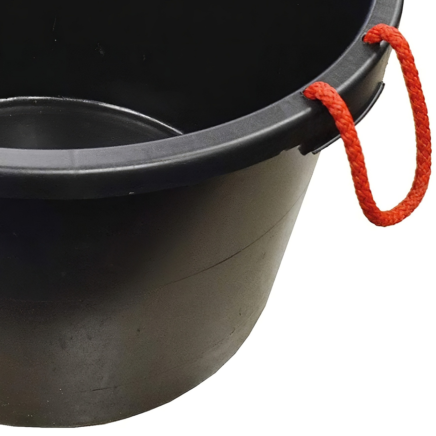 Faithfull Large 65 Litre Black Mixing Builders Bucket with two Red Handles Closeup