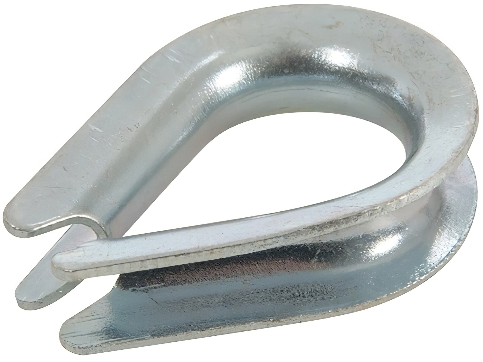 Galvanised wire rope loop eye thimble in metal finish, M6 size.