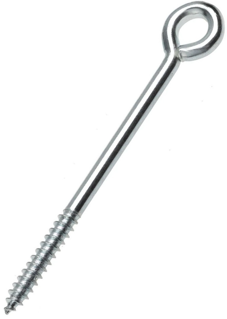 Zinc plated vine eye screw for garden trellis, 100mm length.