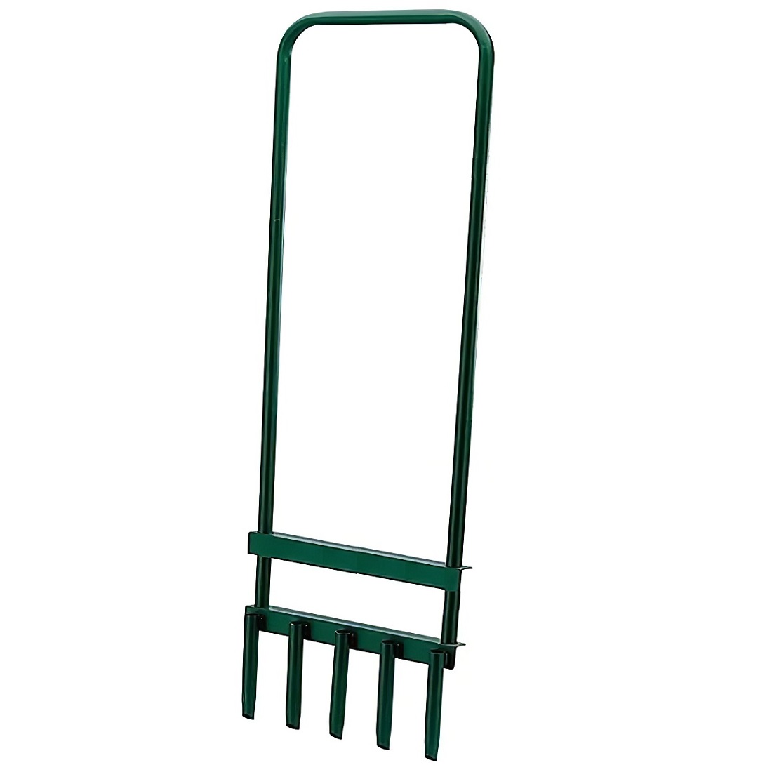 Green 5 prong lawn aerator plug cutter with handle for grass care