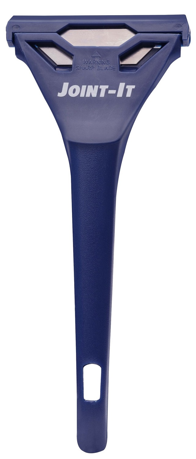 Blue Joint It Porcelain Epoxy Grout Removal Scraper with a sharp blade.