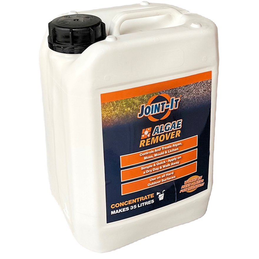 5-litre container of Joint It Algae Remover Concentrate for patio and driveway cleaning.