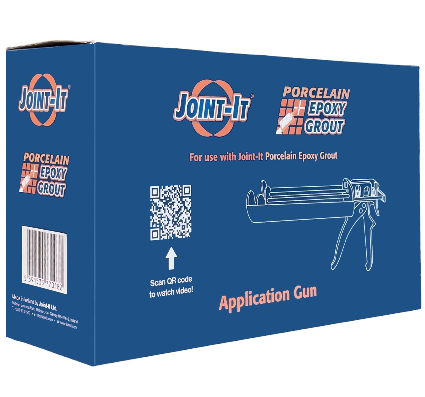Box of Joint It Manual 2 Part Epoxy Grout Application Gun 400ml with product branding and QR code.