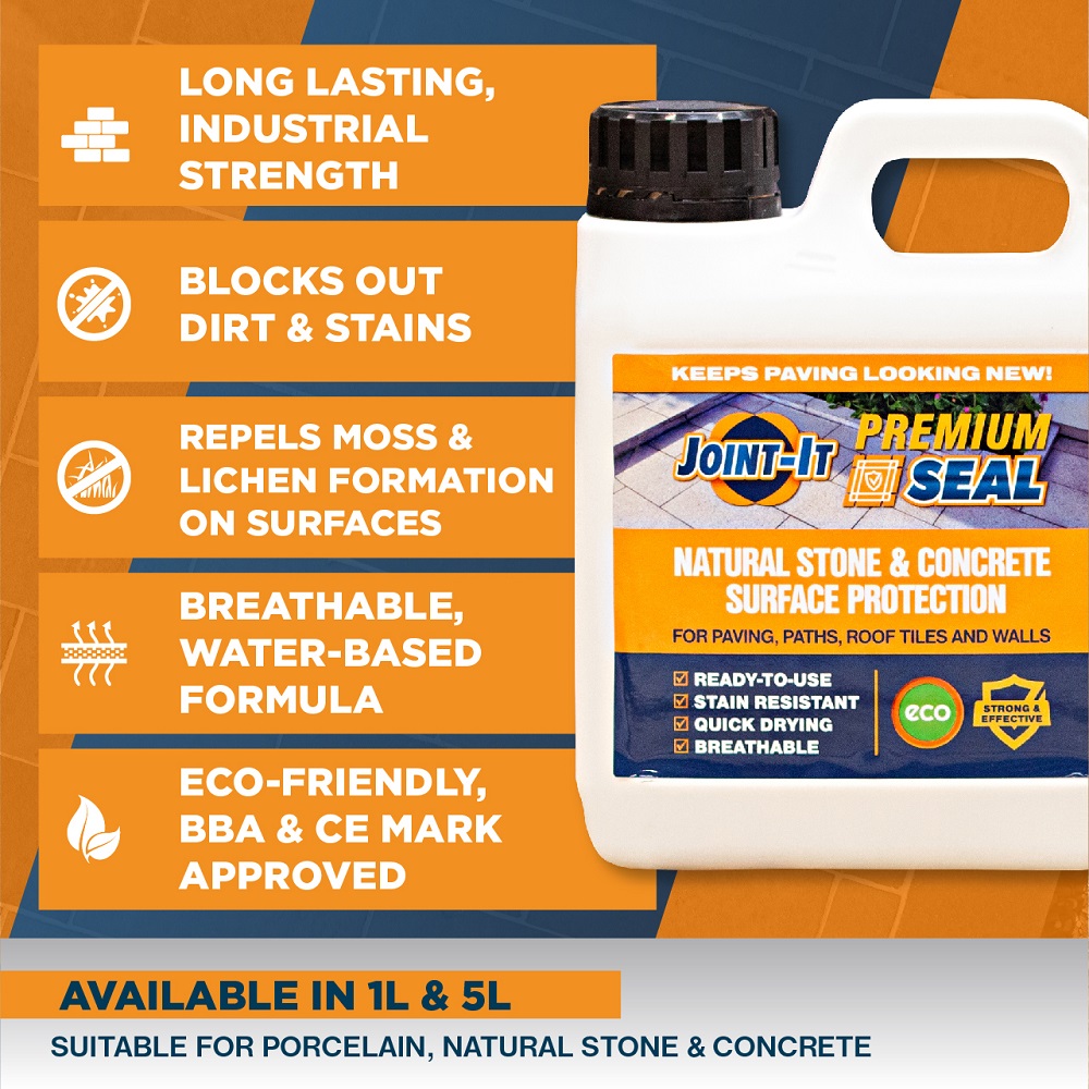 Joint It Premium Seal 5L container with features including long-lasting protection, stain resistance, and eco-friendly formula.