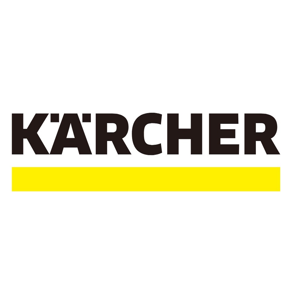 Karcher logo with black text and a yellow underline