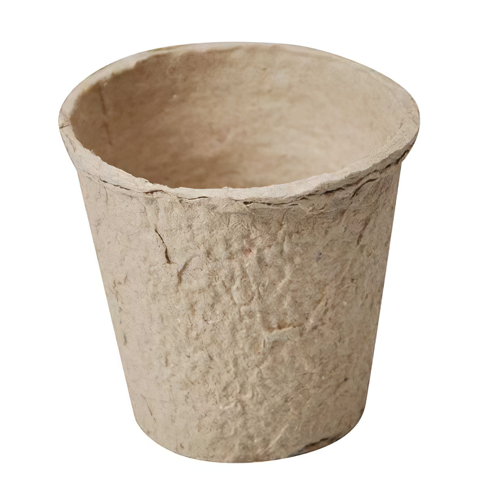 Single biodegradable round peat pot for gardening, 3-inch size.