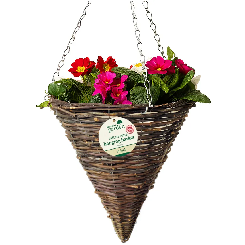 Kingfisher Garden 12 Inch Dark Rattan Willow Wicker Round Hanging Flower Basket (HB12R) Kingfisher Garden 12 Inch Dark Rattan Willow Wicker Round Hanging Flower Basket (HB12RC)