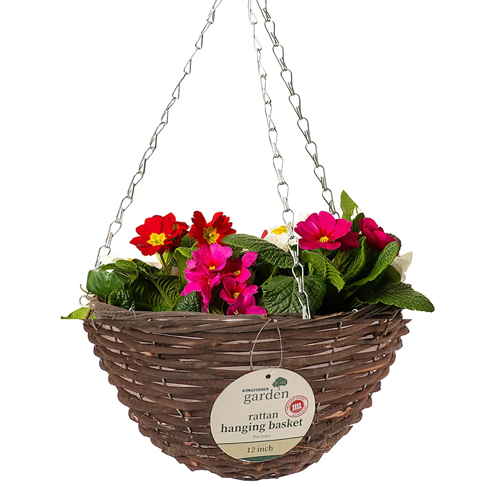 Kingfisher Garden 12 Inch Dark Rattan Willow Wicker Round Hanging Flower Basket Kingfisher Garden 12 Inch Dark Rattan Willow Wicker Round Hanging Flower Basket (HB12R)