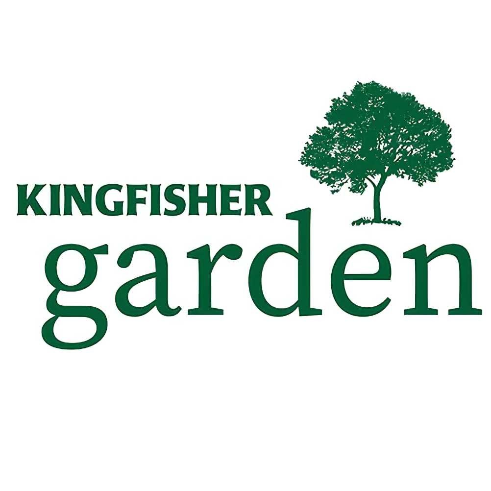 Kingfisher Garden logo with a green tree illustration.
