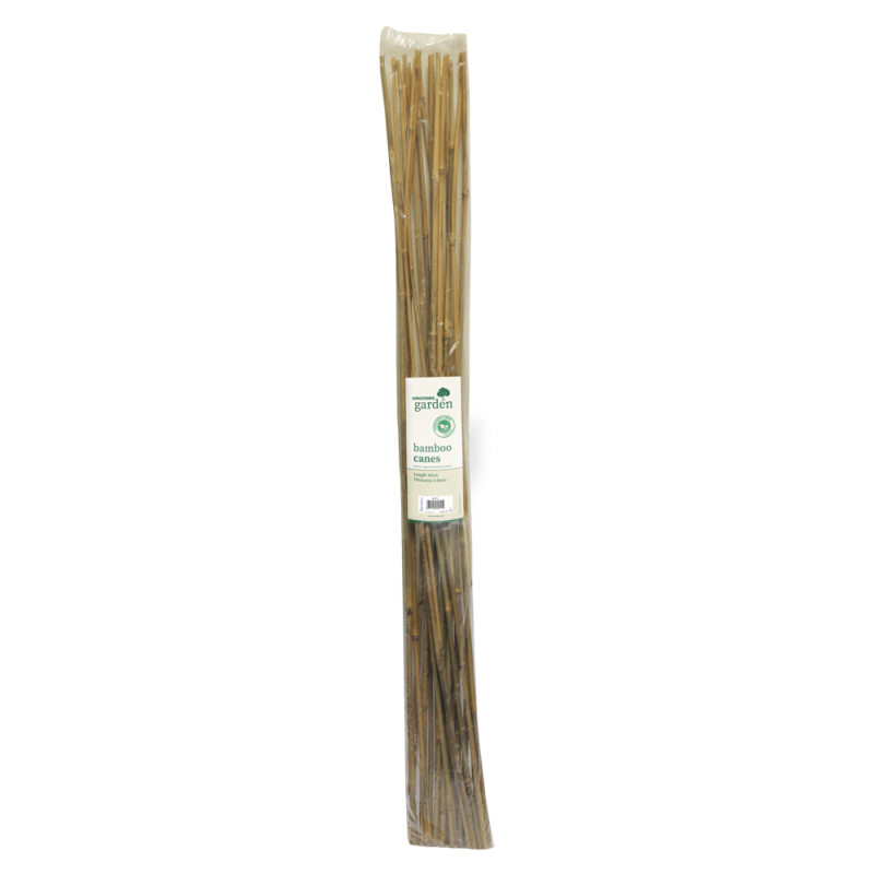 Bundle of bamboo plant supports for large plants, measuring 1200mm, packaged in clear plastic.