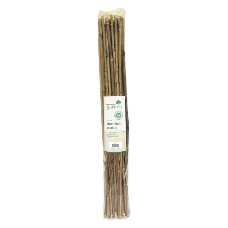 Bundle of Kingfisher Garden bamboo canes for plant support, 600mm in length.