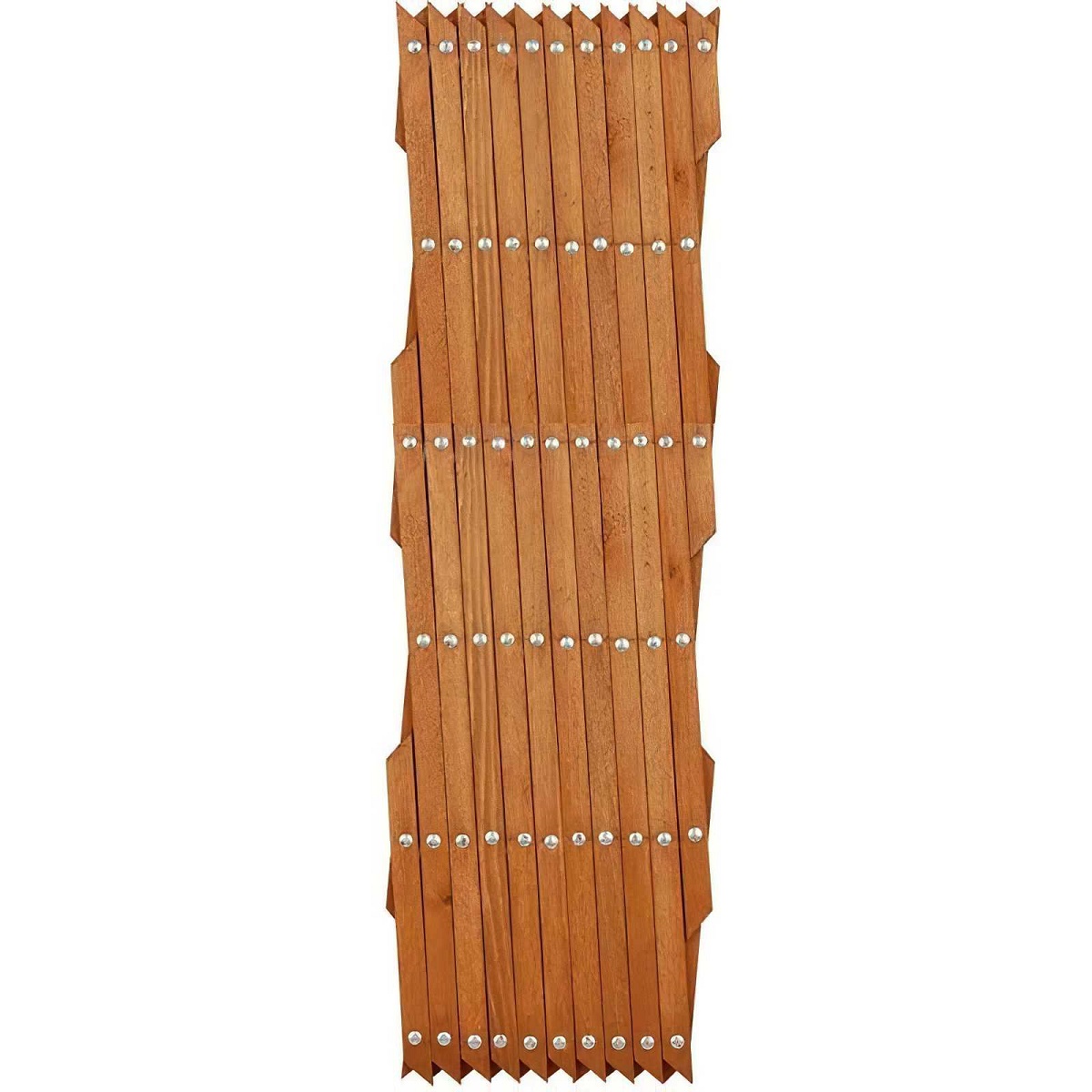 Wooden trellis with riveted design for garden plant display, measuring 6ft by 2ft.