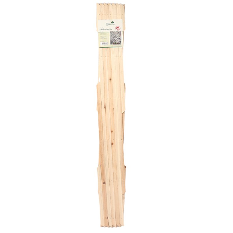 Packaged Kingfisher Garden Expanding Wooden Trellis for climbing plants, measuring 6ft by 3ft.