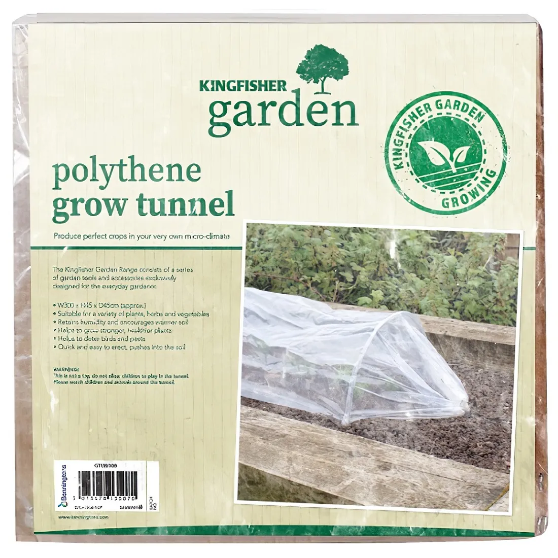 Kingfisher Garden 3m Polythene PE Grow Tunnel for Humidity Control Kingfisher Garden 3m Polythene PE Grow Tunnel for Humidity Control (GTUN100)