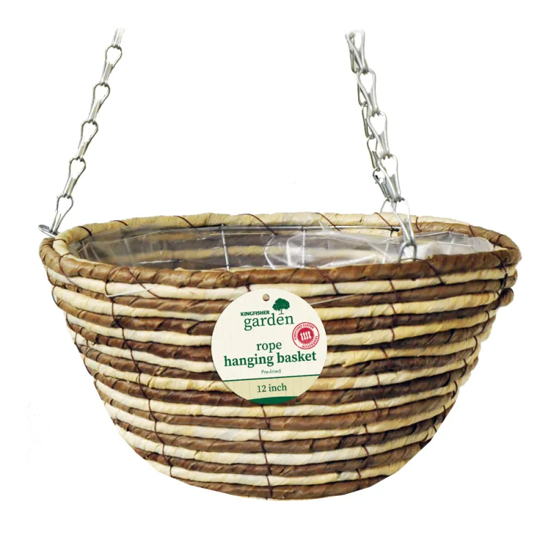 Kingfisher Garden Natural Rope 12 Inch Hanging Flower Basket Kingfisher Garden Natural Rope 12 Inch Hanging Flower Basket (HB12RR)