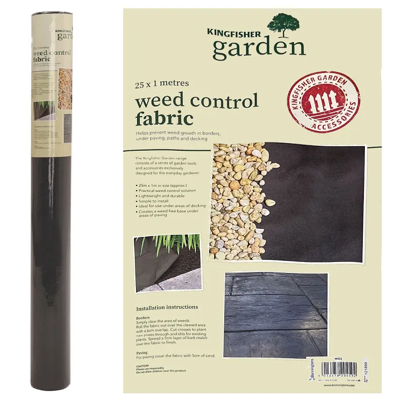 Kingfisher Garden Weed Control Fabric 25x1m – Prevent Weed Growth (WG3) Kingfisher Garden Weed Control Fabric 25x1m – Prevent Weed Growth (WG3)