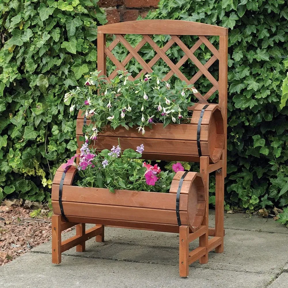 Kingfisher Garden Wooden Twin Barrel Plant Trellis for Vertical Gardening (PLANTER6) Kingfisher Garden Wooden Twin Barrel Plant Trellis for Vertical Gardening (PLANTER6)