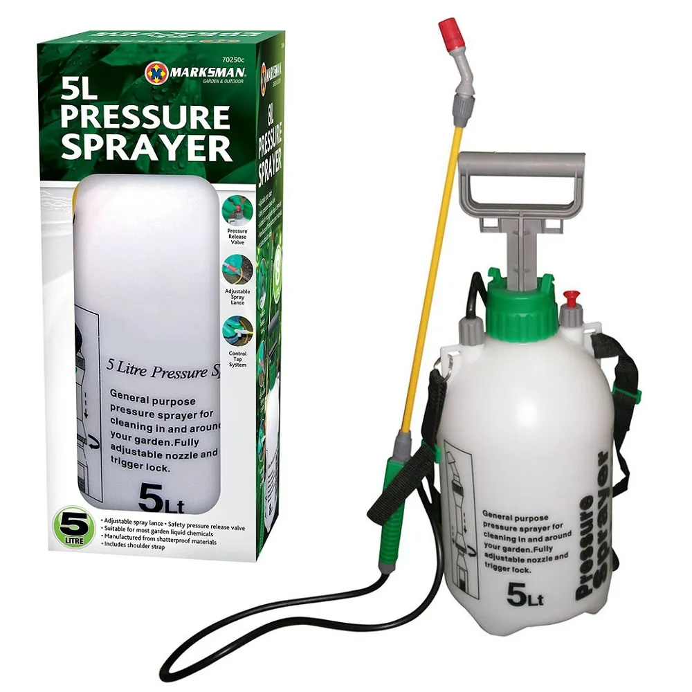 Marksman Garden Hand Pump Pressure Sprayer 5L for Controlled Spraying (70250C)