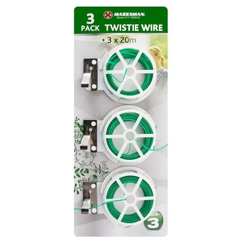 Marksman Garden Plant Support Green Tie Wire Triple Pack for Plant Stability (70036C)