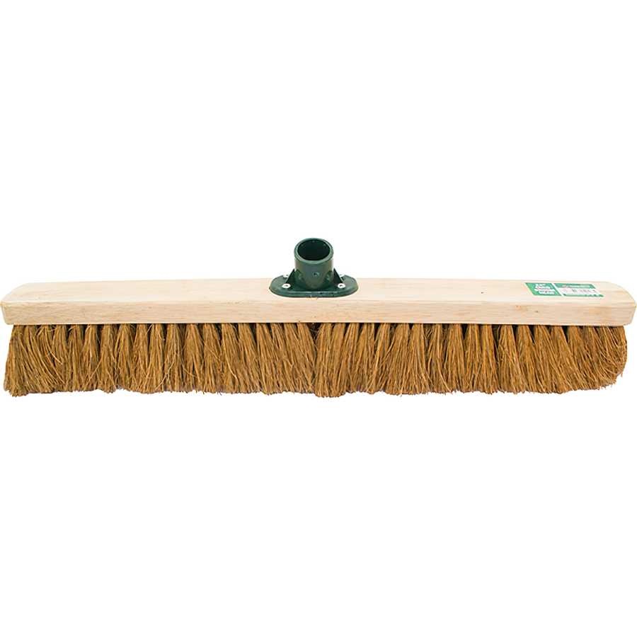 Marksman Large Soft Natural Coco Broom Head with wooden base and coco bristles, 24 inch size, for gentle cleaning.